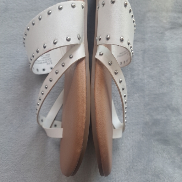 Lane Bryant Spring White Sandals Women's Slip On Slide Studded Size 8.5 W - Picture 9 of 14